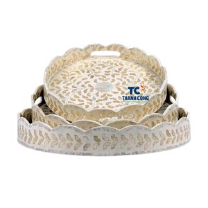 ถาดแม่ของไข่มุกทำด้วยมือหรูหราสำหรับการตกแต่งภายในและการใช้ชีวิตที่ทันสมัยพร้อมงานหัตถกรรมถาดฝังมุก - Product Image 1