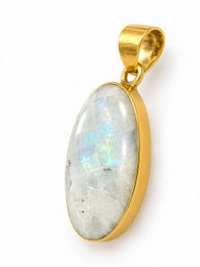 Piedra Preciosa Ovalada, Joyería Boho de Calidad de Exportación, Piedra Preciosa Natural de Piedra Lunar Arcoíris, Colgante Hecho a Mano Chapado en Oro - Product Image 3