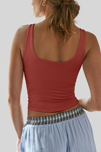 เสื้อกล้ามผู้หญิง ทรงรัดรูป แฟชั่น ไร้แขน ซับในสองชั้น คอวี ใส่สบายๆ สำหรับฤดูร้อน รุ่นพื้นฐาน ปี 2026 ทันสมัย เหมาะสำหรับออกกำลังกายและใส่ออกไปข้างนอก - Product Image 3