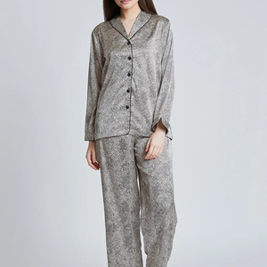 Ensemble de pyjama en satin pour femmes grande taille, respirant, thermique, brodé, manches courtes, vêtements de détente, vêtements de nuit - Product Image 4