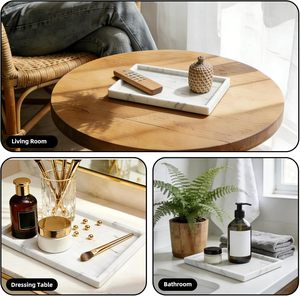 Plateau de service décoratif en bois et résine à motifs rayés pour petit-déjeuner, café, maison, bureau, cuisine - Product Image 4