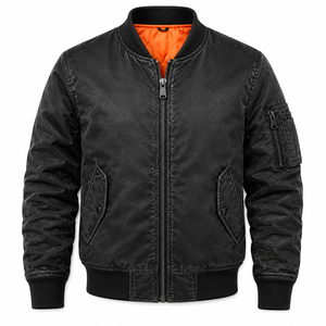 Men's Black Letterman Jacket <b>Covered</b> <b>Button</b> Closure Windproof Quick Dry Eco-Friendly Breathable Casual Outerwear 100% Polyester - Product Image 1