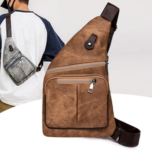 Bolso de lona para hombre con cierre de cremallera, bolso de hombro informal impermeable para uso diario - Product Image 5
