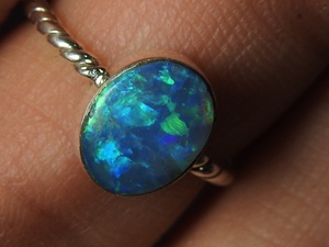 แหวนโอปอลออสเตรเลียปรับขนาดได้-เงินแท้ 925-พลอยประจำเดือนตุลาคม-โอปอลดับเบิ้ล-เครื่องประดับทำมือ-ของขวัญสำหรับเธอ-MS - Product Image 5