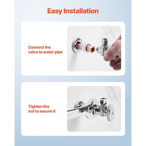 Confezione da 10 Valvole di Arresto Angolare a 1/4 di Giro, Ingresso a Compressione da 1/2 Pollice (5/8 Pollici OD) e Uscita a Compressione da 3/8 Pollici (OD), Valvole di Chiusura Acqua - Product Image 5