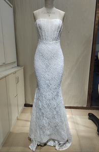 فستان زفاف حورية البحر بدون حمالات من الدانتيل، فاخر وعصري، تصميم فريد وريترو، عالي الجودة، فستان استقبال للعروس، فساتين حفلات - Product Image 5