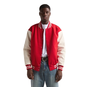 Chaqueta Varsity para Hombre, Azul y Blanca, Estilo Letterman, Chaqueta de Béisbol con Botones a Presión, Ropa Urbana de Lana, Venta al Por Mayor - Product Image 2