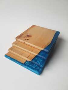 Premium Artisan Acacia Wood & <b>Epoxy</b> River <b>Resin</b> Coaster Set Decorative Beverage Coasters for Dining <b>Table</b>, Kitchen & Living - Product Image 4