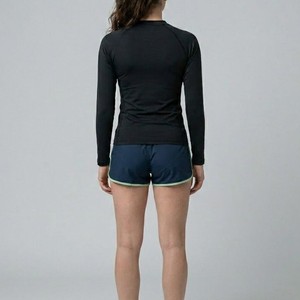 Unisex Full Sleeve Black Rash Guard Anti-UV UPF50+ Breathable Quick Dry Eco-Friendly Swim Top Front Logo Polyester Adults - Product Image 5