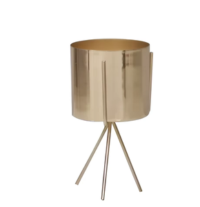 Support de plante en métal doré de luxe, trépied cylindrique, pot de fleurs sur pied, porte-plante haut pour salon moderne, balcon - Product Image 1
