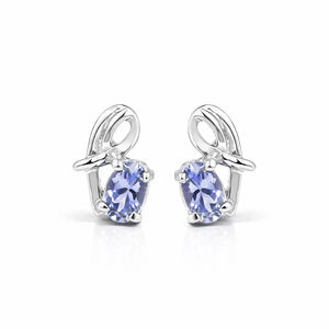Boucles d'oreilles clous ovales en argent sterling 925 avec tanzanite, plaqué or 1 micron, finition rhodium, mariage, minimaliste, élégant, design de créateur - Product Image 4