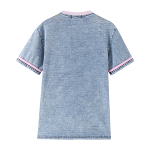 AKA เสื้อเชิ้ตผ้าเดนิมพรีเมี่ยม สีฟ้าอ่อน สีชมพู สีเขียว คอกลม แขนสั้น สไตล์กรีก สำหรับผู้หญิง - Product Image 2