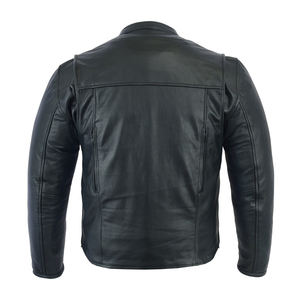 Blousons de moto en similicuir PU, personnalisés, automne-hiver, nouveau modèle, col montant, coupe classique, effet délavé, respirants pour hommes - Product Image 3