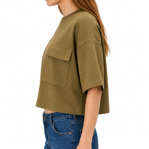 T-shirt court moderne pour femme, décontracté et contemporain, en coton, vêtement de mode élégant, qualité supérieure, style urbain - Product Image 6