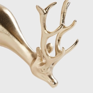 Sculpture Moderne en Laiton Doré de Cerf au Galop - Ornement Festif de Noël en Forme de Cerf à Tête Abaissée pour Décoration de Maison de Luxe pour les Fêtes - Product Image 5