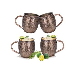 Juego de 4 tazas Moscow Mule, tazas de cobre con patrón de piedra electrochapadas, revestimiento de acero inoxidable 304, perfectas para vino, cerveza y bebidas frías. - Product Image 6