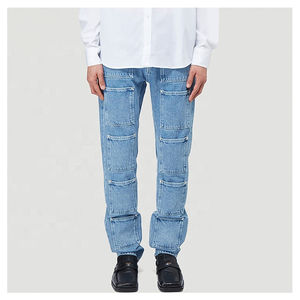 2026 Custom <b>Men's</b> <b>High</b> <b>Waist</b> Denim Straight Long Pants Fashion Print Waterproof Outdoor <b>Jeans</b> with Logo Casual Style OEM - Product Image 4