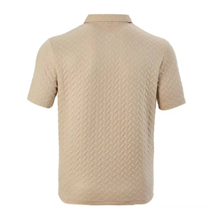 Men's Short Sleeve <b>Knitted</b> Polo Shirt Geometric <b>Pattern</b> Breathable Casual Fit Regular Length Cotton Material - Product Image 2