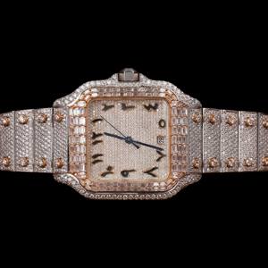 Hip Hop Style Two Tone Brilliant Cut Moissanite <b>Diamond</b> With Square Dial Custom Iced Out Rapper <b>Watch</b> Modern Fashion Wristwatch - Product Image 1