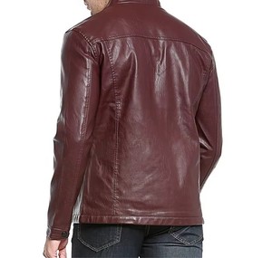 Full Sleeve Stand Collar Custom Logo 2026 Latest Design High Quality Men's <b>Winter</b> <b>Leather</b> <b>Jacket</b>-Vintage Style Breathable Coated - Product Image 5