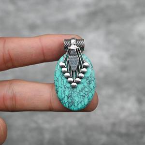 Turquoise Pendant 925 Sterling Silver Gemstone Pendant Handmade Jewelry Boho Style Necklace <b>Gift</b> <b>For</b> <b>Her</b> - Product Image 3