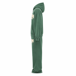 Custom Solid Acid Wash Zip-Up Hoodie and Flare Sweatpants Set Oversized <b>Tracksuit</b> OEM Logo <b>Waterproof</b> Fleece - Product Image 4