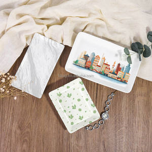 Décalque personnalisé Logo taille rond carré festonné rectangulaire porcelaine céramique bijoux bibelot plat stockage décoratif plateau assiette - Product Image 2