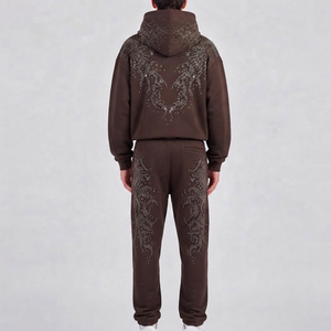 Conjunto Deportivo de Invierno para Hombre, Estilo Nuevo, con Capucha, Adornado con Pedrería, 100% Algodón, Transpirable y Ligero - Product Image 2