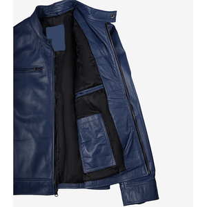แจ็คเก็ตหนังวัวแท้สีน้ำเงินสุดฮิตปี 2026 สำหรับผู้ชาย คุณภาพสูง MOQ ต่ำ ไซส์ใหญ่ แฟชั่นฤดูหนาว แจ็คเก็ตอุ่น - Product Image 3