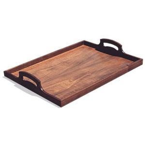 Plateau de service rectangulaire en bois fait main avec poignées, plateau décoratif en bois massif écologique pour table basse, décoration de la maison - Product Image 3
