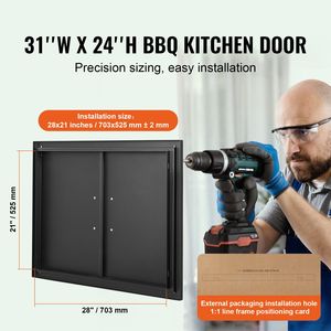 Maniglie verticali da 31W x 24H pollici per porte da cucina esterne, maniglie a filo per pannelli freddi, accessori per mobili da cucina - Product Image 2