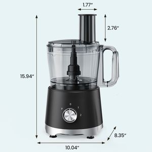 Robot culinaire grande capacité 10,5 tasses en acier inoxydable, hachoir à légumes avec 5 lames et 3 modes, compatible lave-vaisselle et finition lisse - Product Image 5