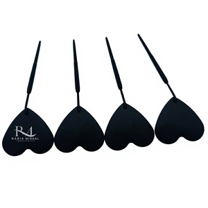 Espejo de Extensión de Pestañas con Mango de Agarre de Diamante en Color Negro Mate con Recubrimiento en Polvo de Alta Calidad, Logotipo Personalizado, Forma de Corazón - Product Image 1