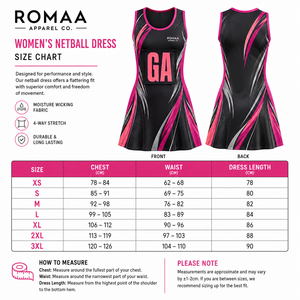 Vestido de Netball Personalizado para Mujer, Color Negro, Rosa Intenso, Coral y Plateado, Sublimado, Sin Mangas, Cuello Redondo, Uniforme de Equipo con Número de Posición - Product Image 4