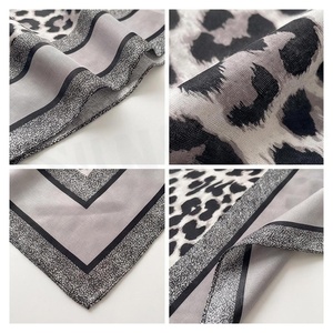 Women's Square <b>Silk</b> Scarf Leopard Print Elegant Multi-Functional Fashion Accessory All Seasons - Product Image 4