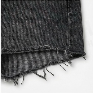 Shorts en jean taille haute sexy et respirants pour femme, noirs, 100 % coton, coupe droite, décontractés, effet usé, ajustement régulier, pour l'été - Product Image 4