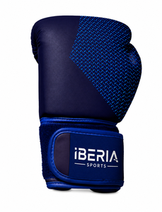 Gants de boxe IBERIA Premium noir et bleu, motif tissé, gants d'entraînement, logo personnalisé, OEM ODM, équipement de boxe en gros - Product Image 2