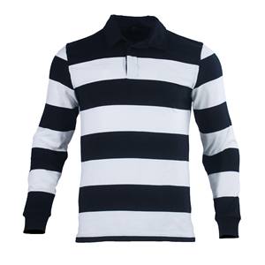 Camiseta de rugby de manga larga personalizada al por mayor, transpirable, para ropa deportiva de polo, técnica de teñido de hilo para aficionados al rugby - Product Image 1