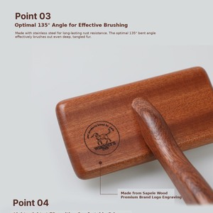 Brosse lissante en bois pour animaux de compagnie, éliminateur de poils, soin des animaux, essentiels pour animaux, brosse douce au toucher, peigne à poils souples - Product Image 5