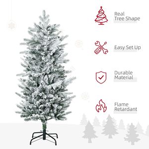 Árbol de Navidad Preiluminado de 4.5 pies con Base de Acero de Apertura Automática, Verde con Ramas Nevadas, Material PE PVC, 210 cm, Decorado - Product Image 4