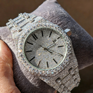 High Quality Wholesale Stainless Steel VVS Moissanite Luxury Fully Ice Out 25 CT Diamond <b>Watch</b> for <b>Men</b> and Women - Product Image 4