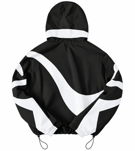 Chaqueta Acolchada con Capucha para Hombre, Sólida, Casual de Invierno, Cortavientos, con Cierre de Cremallera, Estilo Urbano, Ajuste Regular, Negra y Blanca, de Poliéster y Nylon - Product Image 2