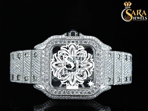 Reloj de Hip Hop Personalizado de Alta Calidad con Diamantes Moissanite VVS Completamente Engastados, Caja Cuadrada de Acero Inoxidable de Lujo, Automático, con Números Romanos - Product Image 4