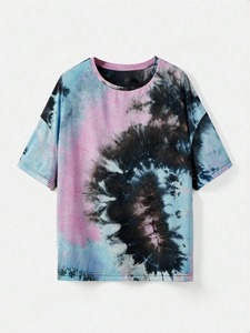 Women <b>Polo</b> Shirt Tie Dye Short Sleeve T-Shirt Women's Casual <b>Top</b> Cotton Knitted Breathable Regular Length Pink Blue <b>Black</b> Patte - Product Image 1