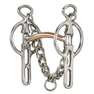 Full Cheek Snaffle Bit with Brass Inlays Horse Riding Bit Stainless Steel <b>Equestrian</b> Training Equipment - Product Image 4