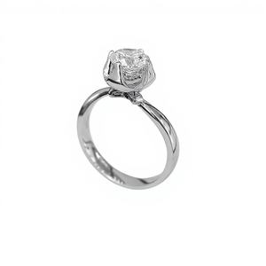 Anillo de Compromiso o Promesa de Oro Puro de 14K Certificado con Diamante Cultivado en Laboratorio en Forma de Pétalo de Rosa y Engaste de Garras, Regalo de Aniversario - Product Image 1