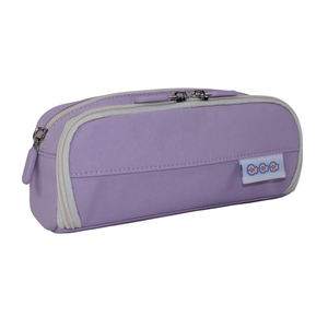 Zipper Closure and Brand Patch A5 Size <b>Stationery</b> <b>Set</b> Water-Resistant SENDA Lavender Nylon Simple Pencil Case - Product Image 1