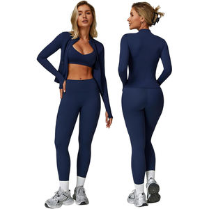 Ensemble de yoga sans couture le plus vendu pour hommes – Soutien-gorge de sport léger et legging 2 pièces – Confortable avec logo uni sur le devant - Product Image 1