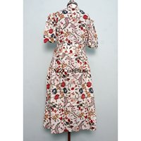 Robe chemise midi en coton à imprimé floral avec ceinture, manches courtes, col rabattu, tenue décontractée pour tous les jours