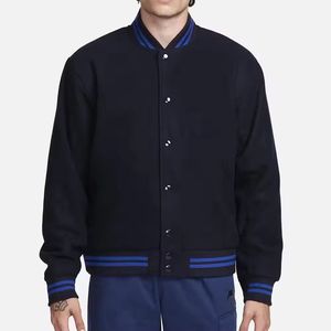Wholesale Customized High Quality OEM ODM Service New Plain Sleeve Vintage Sporty Stand Collar Letterman Varsity <b>Jacket</b> - Product Image 1